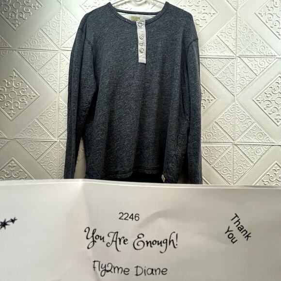 LUcky Brand Men shirt Size Medium long sleeve Gray Henley? buttons California - Picture 7 of 8